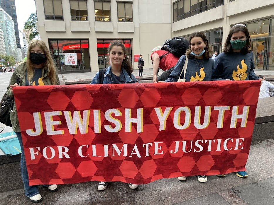 Kids holding Jewish Youth banner