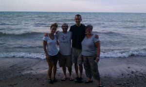 Riders at Lake Michigan in front of North Shore Congregation Israel in Glencoe, IL
